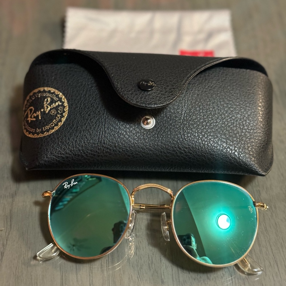 Rayban Sunglasses, Professor Style Lenses, Metallic Blue